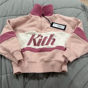 Kith Blush and Cream Logo Half-Zip Pullover
